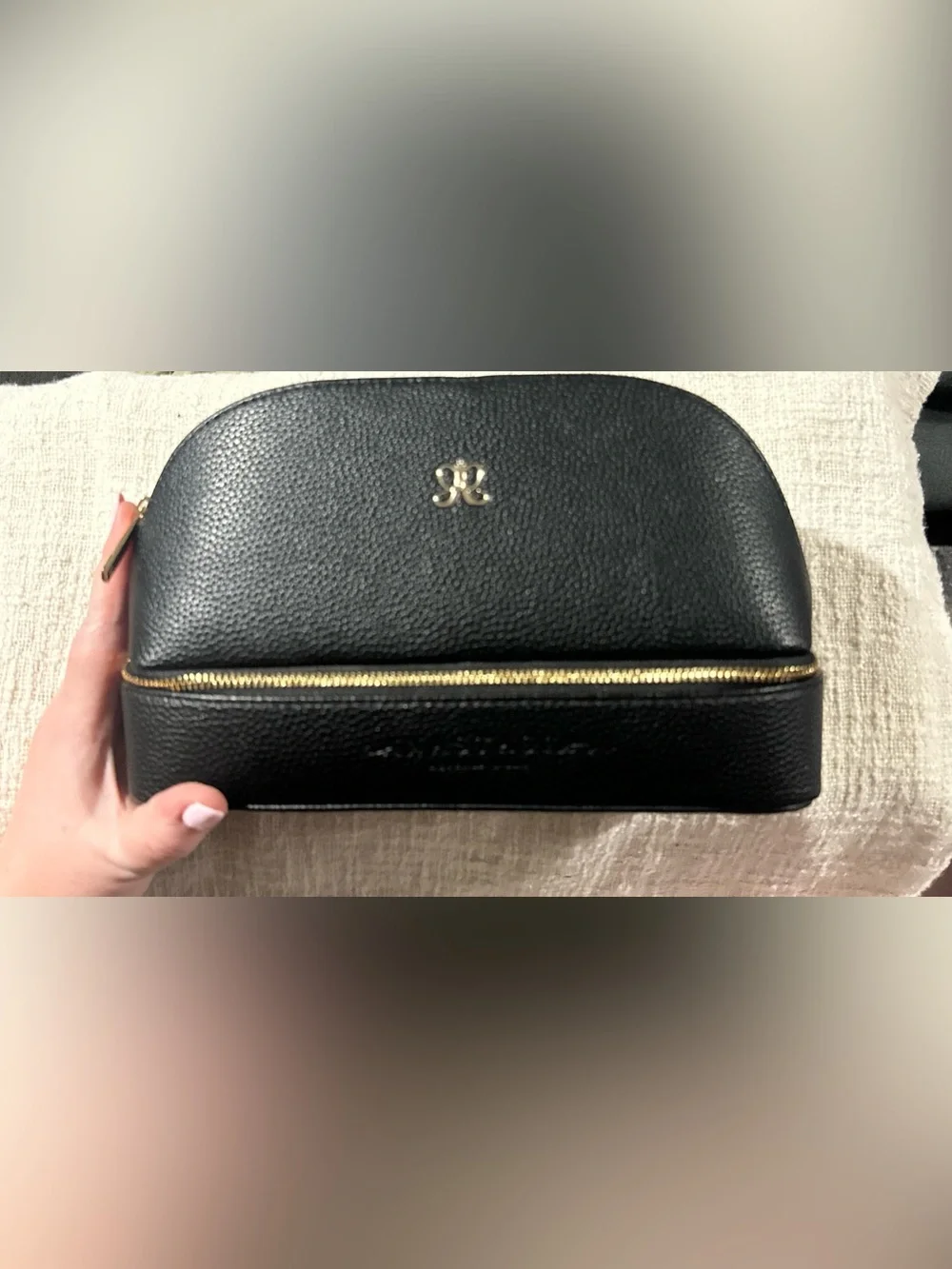 Anastasia Beverly Hills- Black Leather Cosmetics Pouch